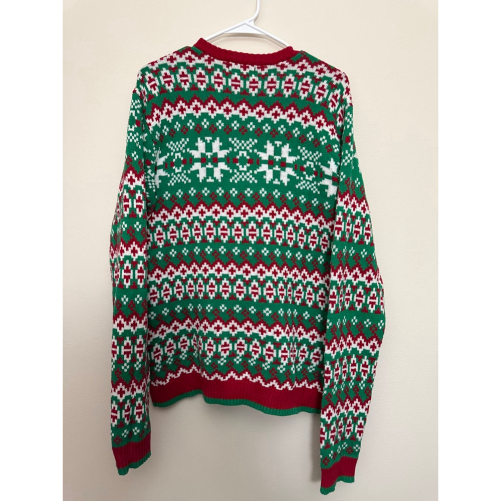 Men's Blizzard Bay Crewneck Sweater L Green Red Sloth Beer Ugly Christmas - Picture 4 of 4